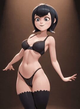 ai_animation ai_generated animated ass black_hair black_lips blue_eyes bra cameltoe dance dancer goth goth_girl gothic hotel_transylvania lingerie mavis_dracula panties short_hair stockings