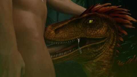 amateur_artist animated ark_survival_evolved blowjob cum_in_mouth cum_string dinosaur faceless_male fellatio feral_penetrated gay genitals gnightsound human_penetrating male male/male no_sound oral penile penis penis_on_tongue raptor shorter_than_10_seconds tagme tongue video zoophilia