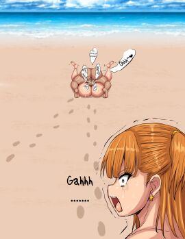 1boy 2girls anus ass balls balls_deep beach belly big_nipples bouncing_breasts bra breasts breasts_apart breasts_bigger_than_head chubby_female creampie cum cum_in_pussy cum_inside earrings ejaculation english english_text erect_nipples fat_ass fat_male feet_up female gigantic_ass gigantic_breasts heart horny_male huge_nipples huge_thighs hyper_breasts legs_apart legs_up male mating_press mature_female micro_bikini moaning moaning_in_pleasure momoka_(ponkotsuu) nipples nyu_(ponkotsuu) obese_male open_mouth orange_hair outside pervert ponkotsuu public public_nudity pussy sagging_balls sagging_breasts saggy_breasts sand sex shocked shocked_expression short_hair small_bikini straight sunny tiny_bikini tomboy ugly_bastard ugly_male ugly_on_cutie wide_hips