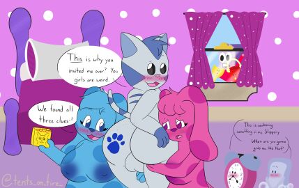 2024 alarm_clock animate_inanimate anthro areola asking asking_another asking_when ass balls bed big_ass big_butt biped blue's_clues blue_(blue's_clues) blue_areola blue_body blue_eyes blue_fur blue_hair blue_nipples blue_nose blush breasts bucket canid canine canis clock container dialogue digital_drawing_(artwork) digital_media_(artwork) domestic_cat domestic_dog english_text eyebrows eyelashes felid feline felis female floppy_ears footprint freckled_butt freckled_face freckles fur fur_markings furniture genitals group hair hi_res holding_note_pad holding_object inside looking_at_another looking_at_another's_butt looking_at_butt looking_back magenta_(blue's_clues) magenta_fur magenta_hair male mammal markings nickelodeon nipples nude nude_anthro nude_female nude_male open_mouth pawprint periwinkle_(blue's_clues) pillow pink_nose pink_tongue purple_eyes purple_nose raised_eyebrow shovel slippery_soap soap speech_bubble spots spotted_body spotted_fur standing talking_to_another tentsonfire text tickety_tock tongue tools white_body white_fur window
