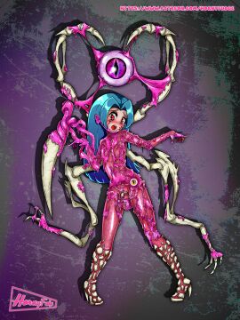 alien almost_naked balls big_balls blue_hair chastity chastity_cage chastity_device creative_chastity cyan_hair femboy full_body hornyfudge huge_balls light_skin living_clothes male male_only male_urethral_insertion original original_character original_characters otoko_no_ko oversized_balls penile_urethral_insertion penis possessed possession red_eyes science_fiction sissy slime_monster sounding standing urethral_insertion