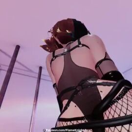 1girls 3d ass ass_focus black_nails close-up fat_ass fishnets flameknight7 looking_at_viewer looking_back mostly_clothed multicolored_hair no_nut_november no_sound pussy pussy_peek solo straps tagme tease teasing teasing_viewer thick_thighs video