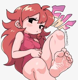 1girls brown_hair feet feet_fetish female foot_fetish friday_night_funkin girlfriend_(friday_night_funkin) oyatsu_(mk2) simple_background tagme white_background