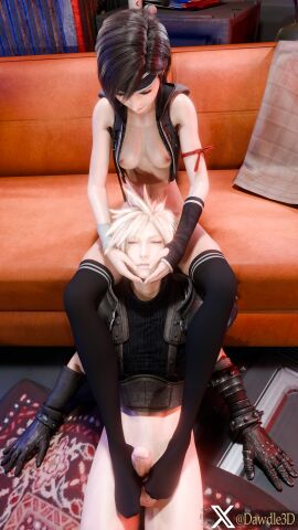 1boy 1girls 3d blender cloud_strife dawdle3d female final_fantasy_vii_remake male straight tagme yuffie_kisaragi