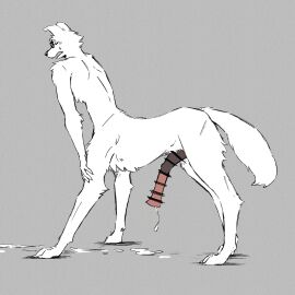 after_orgasm animal_genitalia animal_penis bodily_fluids canid canid_taur canine canine_taur canis censored claws closed_eyes cum cum_drip cum_dripping_from_penis cum_on_ground digitigrade dog_taur domestic_dog dripping equine_genitalia equine_penis eyewear fur genital_fluids genitals glasses grey_background hands_on_legs hands_on_own_legs hi_res hot_dog_wolf long_penis male male_only mammal mammal_taur open_mouth paws penis quadruped side_view simple_background solo standing sweat tail taur toe_claws wearing_glasses white_body white_fur