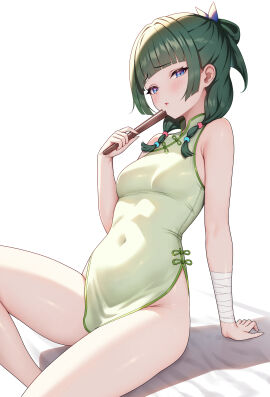 1girls ass breasts female female_only green_hair hand_fan kusuriya_no_hitorigoto maomao_(kusuriya_no_hitorigoto) secon short_hair sitting small_breasts solo thighs