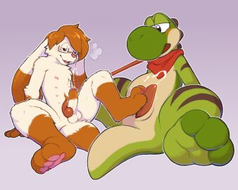 2024 3_toes 4_toes absurd_res anthro balls blush bodily_fluids cum duo eyewear eyewear_only feet floppy_ears foot_fetish foot_focus foot_play footjob foreskin fur genital_fluids genitals glasses glasses_only green_body hair half-closed_eyes hi_res humanoid_genitalia humanoid_penis katzenfaust lagomorph leporid long_tongue lop_ears male male/male mammal mario_(series) mostly_nude multi_nipple mutual_masturbation narrowed_eyes nathan_(yoshi) nintendo nipples nude open_mouth oral orange_body orange_fur orange_hair orgasm pawpads penis rabbit reptile_penis robin_(robinstic) scarf scarf_only sex toes tongue tongue_out tonguejob uncircumcised wearing_glasses white_body white_fur yoshi