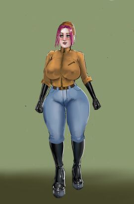 1girls ass big_breasts bodysuit breasts female ginger_(iron_doomer) iron_doomer latex latex_bodysuit latex_boots latex_clothing latex_gloves latex_legwear latex_stockings latex_suit latex_thighhighs latex_under_clothes pokemon red_hair team_rocket team_rocket_(cosplay) thick_ass thick_thighs