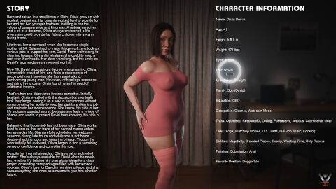 3d ass brown_eyes brown_hair curvy female human legs light_skin lips mature_female milf mommy mommy_kink naughtyvert olivia_brown original thick_ass waist wide_hips