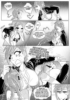 arcane ass ass_size_talk big_ass big_ass_(female) big_butt big_butt_(female) big_thighs black_and_white butt comic comic_page comic_panel comic_strip dialogue english english_dialogue english_text female incest jinx_(league_of_legends) khartemis league_of_legends riot_games sisters size_talk skimpy_clothes skimpy_dress skimpy_outfit text text_bubble thick_thighs vi yuri