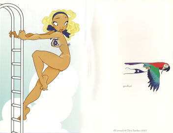 1girls bird chris_sanders climbing_ladder female pinup stolen_panties wardrobe_malfunction