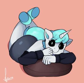 1girls anthro anthro_on_anthro anthro_only ass big_ass big_butt big_hips chubby chubby_female clothed clothing crafty_corn craftycorn critters_(poppy_playtime) cyan_hair cyan_tail female female_only furry_only looking_at_viewer lying lying_on_bed mythology no_humans poppy_playtime poppy_playtime_(chapter_3) samirachuni sex simple_background simple_shading smiling_critters solo tagme unicorn unicorn_horn white_body white_fur white_skin