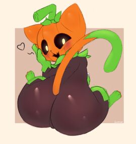 2d 2d_(artwork) ass bubble_ass bubble_butt excited feline furry furry_male furry_only glowing_eyes lymphnode male male_only paws pumkat simple_background solo solo_focus tail