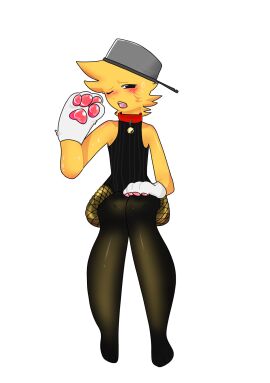 2d 2d_(artwork) 2d_artwork ass big_ass big_butt blush blush_lines blushing_at_viewer closed_eyes collar femboy fishnets hair_tuft male neko open_mouth paws pot roblox robloxian shine shiny_skin sitting smash sweating tagme thigh_highs thighhighs thighs tinpotsakura yellow_hair yellow_skin