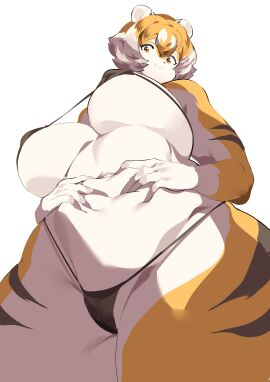 anthro big_breasts bikini breasts cameltoe feline female furry huge_breasts micro_bikini mx99926 pussy swimsuit tagme thick_thighs tiger tiger_girl wide_hips