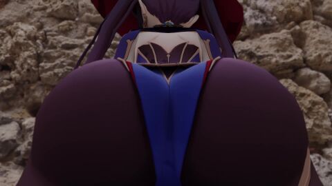 3d animated ass ass_expansion cunnilingus_through_clothes facesitting female female_only genshin_impact huge_ass kishi mona_(genshin_impact) mp4 no_sound pov solo solo_female video