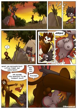 absurd_res angry anthro anus areola ass ass_grab assisted_exposure balls begging_to_stop big_dom_small_sub blue_eyes blush blush_lines bodypaint breasts brown_body brown_fur brown_hair butt_grab canid canine canis caught chest_tuft clothing comic criminal detailed_background dialogue dominant dominant_anthro dominant_male dress duo face_paint fantasy felid female fight fluffy forced_exposure from_front_position fur genitals grey_body grey_fur grey_hair hair hand_on_ass hand_on_butt hi_res hiding larger_male lion low-angle_view magic male male/female mammal mating_press melee_weapon nipples nude outside pantherine pawpads penetration penile_spines penis piercing plant pussy rear_view red_eyes sex size_difference smaller_female smaller_penetrated speech_bubble submissive submissive_anthro submissive_female surprise surprised_expression sword tackle tent thecumrat thief torn_clothing tree tuft undressing undressing_another vaginal_penetration weapon wolf