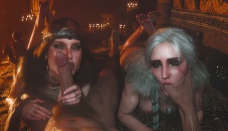 ai_generated blowjob ceeeeekc cerys_an_craite ciri kayonshee light-skinned_female light-skinned_male light_skin tagme the_witcher_(series) the_witcher_3:_wild_hunt video