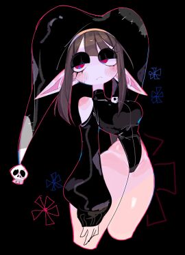 1girls 2024 accessory ass bare_shoulders big_ass black_background black_eyeshadow bodysuit brown_hair bubble_ass bubble_butt clown clown_girl elf_ears female female_focus female_only glitch_productions goth goth_pomni hat long_ears pomni_(the_amazing_digital_circus) red_eyes skull solo solo_female solo_focus the_amazing_digital_circus thick_thighs thighs usa37107692