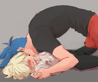 2boys androgynous aus_vaka blush domination femboy fully_clothed galo_thymos gay gay_sex lio_fotia male promare size_difference twink yaoi