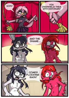 1girls 2boys birbpan female male pan_(birbpan) rebecca_muerosa stage steph_glamor tagme