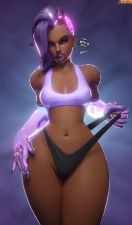 1girls 3d big_thighs black_panties blizzard_entertainment breasts clothed dark-skinned_female dark_skin earrings female female_only gloves horny_female latina latina_female long_legs mexican mexican_female mole mole_under_eye olivia_colomar open_mouth overwatch overwatch_2 pulling_panties pulling_panties_up purple_eyes purple_hair purple_lips purple_lipstick side_shave slim_waist small_breasts smitty34 solo solo_female solo_focus sombra sombra_(overwatch_2_suit) thong tongue tongue_out voluptuous voluptuous_female watermark wide_hips