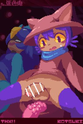 1boy 1girls 2025 2d alula_(oneshot) anakitsune anal anal_penetration animated artist_request background_character balls blue_hair brown_dress brown_eyes cat_ears cat_hat cum cum_in_ass cum_inside ejaculation erect_penis erection female femboy looking_pleasured male male_focus male_penetrated male_penetrating milking_machine niko_(oneshot) oneshot partially_clothed penetration penis pixel_animation pixel_art questionable_consent sex_toy squirming stockings testicles yellow_sclera