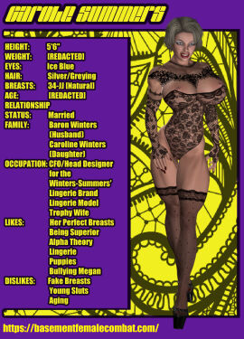 3d basement_wrestling_league big_breasts black_lingerie breasts carole_summers entropy entropy_(artist) female fit fit_female huge_breasts lingerie milf profile_picture silver-haired_female silver_hair