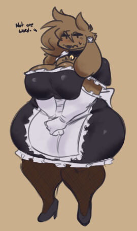 big_breasts breasts cleavage female furry high_heels huge_breasts huge_thighs maid_outfit maid_uniform milf thick_thighs wide_hips xytora