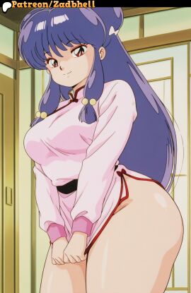 1girls ai_generated ass ass_focus big_ass big_breasts cameltoe cheating curvy curvy_figure hair pussy ranma_1/2 room shampoo_(ranma_1/2) smile thong voluptuous voluptuous_female zadbhell