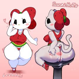 1girls anthro anus anus_peek big_breasts breasts cat_tail feline female female_only grabbing_own_ass groping hello_kitty hello_kitty_(series) kitty_white lofasnofa necklace panties pussy pussy_floss sanrio sitting solo solo_female spread_anus spreading_ass tail thick_thighs watermelon