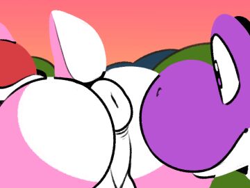 1femboy 2anthro 2boys animated animated_image anthro anus anus_focus ass_focus big_ass donut_anus fat_ass femboy gay komdog komponi looking_at_another looking_at_anus looking_at_ass looking_at_partner male mario_(series) nintendo observing pink_yoshi purple_yoshi yaoi yoshi