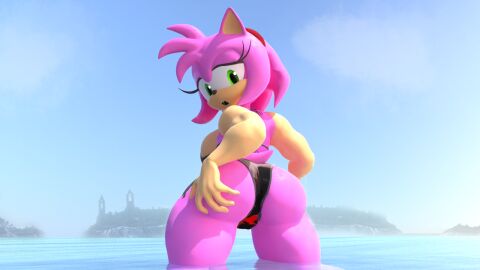 3d amy_rose beach bikini deimoseon female sonic_(series) sonic_the_hedgehog_(series)