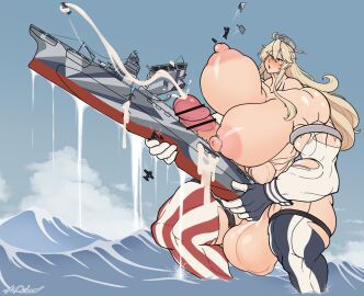 alainsibon futanari giantess hyper_penis iowa_(kantai_collection) kantai_collection masturbation muscular muscular_futa