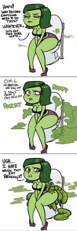 alternate_version_available disgust_(inside_out) disney fart fart_cloud fart_fetish farting farts flatulance green_eyes green_hair green_skin grossed_out hyper_feces hyper_scat inside_out lolotron pooping_in_toilet pooping_on_self scat scat_in_panties shocked_expression toilet wide_hips