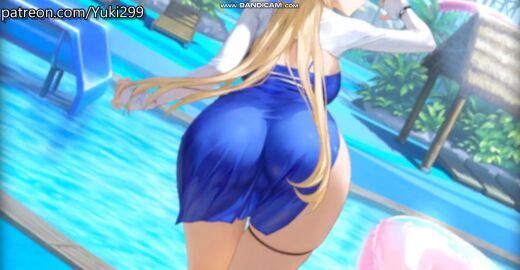 1girls animated anus ass ass_focus assisted_exposure beach big_ass big_breasts blonde_hair brown_dust_(series) brown_dust_2 clothes_lift female official_animation pool pussy solo sound tagme thick_ass thick_thighs third-party_edit video wilhelmina_(brown_dust) yuki299