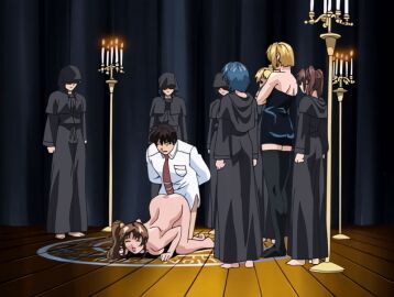 00s 1boy 2002 6+girls amatsuki_jun anal animated ass bent_over bible_black bible_black_night_of_the_walpulgiss blonde_hair blue_hair blush bound bound_arms bowtie breasts brown_hair chains choker closed_eyes doggy_style female hair_ornament high_ponytail huge_ass imari_kurumi kitami_reika kurimoto_maki magic_circle minase_taki multiple_girls nude penis ponytail red_bowtie ritual robe saeki_kaori school_uniform shirt short_hair side_ponytail tagme thighhighs top-down_bottom-up twintails veiny_penis watching white_shirt