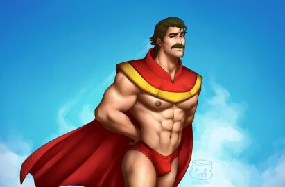 bara big_pecs daddy dilf dispatch_(game) male male_only mayodemayo1 moustache muscular muscular_male phenomaman solo speedo