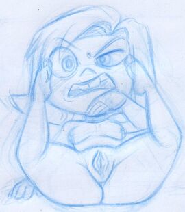 breasts disgust_(inside_out) female inside_out ninoeros nintendo nipples nude pixar presenting pussy sketch vagina