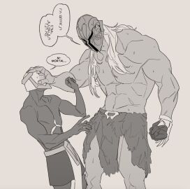 2boys angel francishsie gabriel_(ultrakill) gay helmet knight male muscular muscular_male size_difference ultrakill