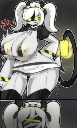 ass big_ass big_breasts bikini breasts bursting_breasts clothed disassembly_drone female female_only huge_ass huge_breasts j_(murder_drones) kotarodayo1126 large_breasts maid maid_uniform murder_drones nipple_slip revealing_clothes robot robot_girl teasing