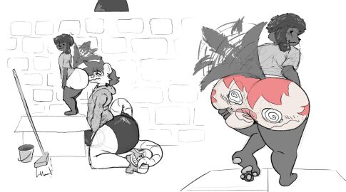 2024 american_opossum anthro ass ass_grab bandage big_ass big_butt black_bottomwear black_clothing black_pants bottomwear brick_wall broom bucket butt_grab butt_sniffing canid canine cleaning_tool clothing clothing_transformation container duo eyewear glasses hair hand_on_ass hand_on_butt hi_res huge_ass huge_butt male male/male mammal marsupial ollie_(possumassss) pants pawpads permanent permanent_transformation red_hair size_difference small_dom_big_sub sniffing spiral_eyes tail tail_motion tailwag thick_thighs transformation underwear underwear_transformation wacko_kako wall_(structure)
