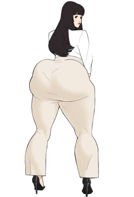 anonymous_character asian asian_female ass bbw bottom_heavy curvy curvy_hips fat_ass female hip_dips housewife original_character original_characters plump_ass posing posing_for_the_viewer solo_focus viewed_from_behind