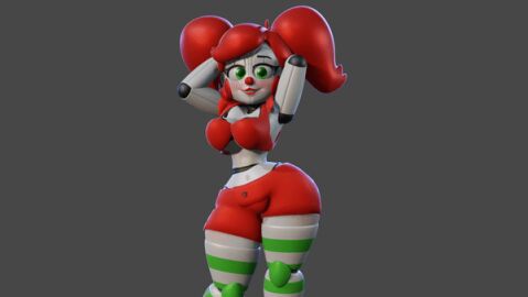 3d animated baby_(fnafsl) bouncing_breasts breasts circus_baby circus_baby_(fnaf) dancing female five_nights_at_freddy's five_nights_at_freddy's:_sister_location fnaf gif looking_at_viewer simple_background so87baby solo summer_of_87_baby tvar111