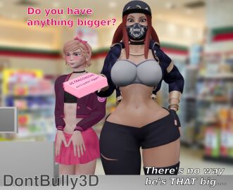 1boy 1boy1girl 1girls 3d 3d_(artwork) akali azazel_(dont_bully) blender blender_(artwork) blender_(software) buying_condoms clothed clothed_female clothed_male convenience_store covered_mouth curvy_female curvy_hips dark_red_hair dialogue dont_bully_(artist) face_mask female femboy hat k/da_akali k/da_all_out_series k/da_series league_of_legends light-skinned_female light-skinned_male light_skin long_ponytail male mask_over_mouth no_sex ponytail strawberry_blonde_hair text thick_thighs thoughts viewer_perspective viewer_pov voluptuous voluptuous_female
