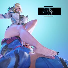 1boy 1female 1girls 1male blonde_female blonde_hair blue_eyes blue_lipstick blue_nail_polish blue_nails blue_toenail_polish blue_toenails blue_toes dark_blue_nail_polish emma_frost emma_frost_(marvel_rivals) facesitting feet foot_fetish foot_focus footjob light-skinned_female light-skinned_male locorememory long_fingernails long_toenails long_toes marvel marvel_comics marvel_rivals nail_polish nails nails_painted rubbing_penis spider-man spider-man_(marvel_rivals) tagme toenails toenails_polish toes unseen_male_face veiny_penis video