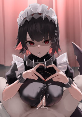 big_breasts breasts cum cum_between_breasts ellen_joe female hoyoverse lollipop maid male oza_osuwari paizuri penis penis_between_breasts shark_girl tagme thiren zenless_zone_zero