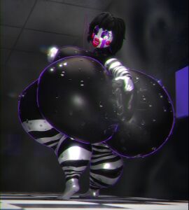 1girls 3d 3d_(artwork) anus anus_spread ass black_body black_hair breasts donut_anus female five_nights_at_freddy's five_nights_at_freddy's_2 fnaf grabbing_ass hips huge_ass huge_thighs hyper_ass marionette_(fnaf) outie_anus puppet_(fnaf) puppet_(thepuppetlover) qzk_forte solo stripes surprised_expression sweat sweaty tagme thick_thighs wet white_face