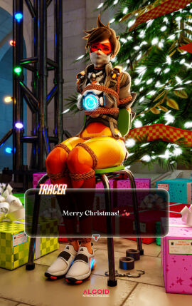 1girls 2024 3d algoid arms_behind_back bdsm_gear blizzard_entertainment bondage bondage_gear bound brown_hair chair chair_bondage christmas christmas_tree domination female female_focus female_only full_body gag gagged gagged_female hair human lena_oxton light-skinned_female light_skin overwatch overwatch_2 presents shoes shoes_on solo solo_female solo_focus submissive submissive_female text thick_thighs thighs tracer tracer_(overwatch_2_suit) uncomfortable uncomfortable_bondage