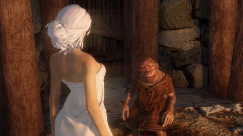 3d before_sex cavalorn13 ciri female light-skinned_female light_skin monster the_witcher_(series) the_witcher_3:_wild_hunt towel_only white_hair